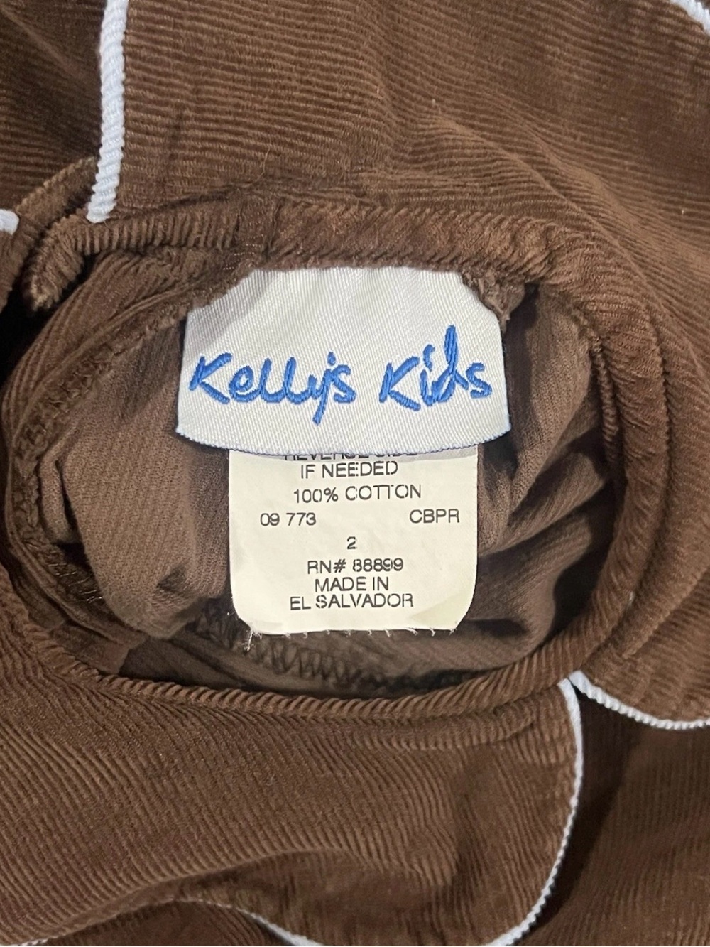 Kelly's Kids Brown Corduroy Romper with Blue Piping - Picture 4 of 7